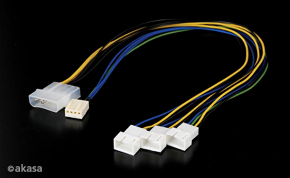 Akasa PWM naar 3 PWM splitter met extra molex voeding *MOLEXM *FANM