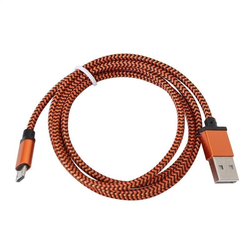 PLATINET MICRO USB TO USB FABRIC BRAIDED CABLE 1M ORANGE