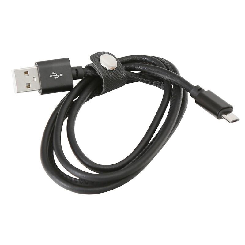 PLATINET MICRO USB TO USB LEATHER CABLE 1M 2 4A BLACK