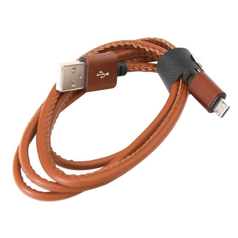 PLATINET MICRO USB TO USB LEATHER CABLE 1M 2 4A BROWN