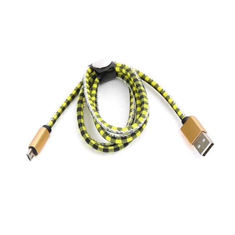 PLATINET MICRO USB TO USB LEATHER CHECKED CABLE 1M YELLOW