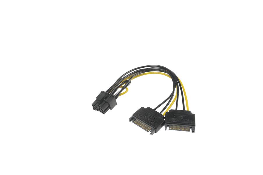 Akasa SATA power to 6 2pin PCIe adapter 2 x SATA male power to 6 2pin PCIe female connector *SATAM *PCIEM