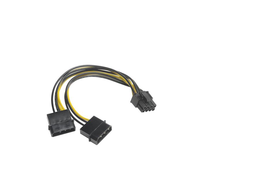 Akasa 4pin Molex to 6 2pin PCIe adapter 2 x 4pin Molex male connectors to 6 2pin PCIe female power connector *MOLEXM *PCIEF