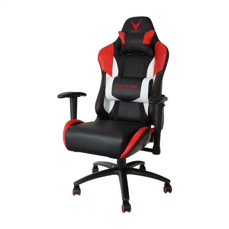 VARR GAMING CHAIR SILVERSTONE PVC verstelbare armsteunen 60mm wielen 80mm gaslift hoofd en lumbaalkussen