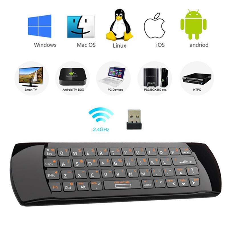 Rii mini i25A 6 axis Air mouse keyboard 2 4G mini keyboard en Airmouse IR learning 450 mAh accu - USB receiver