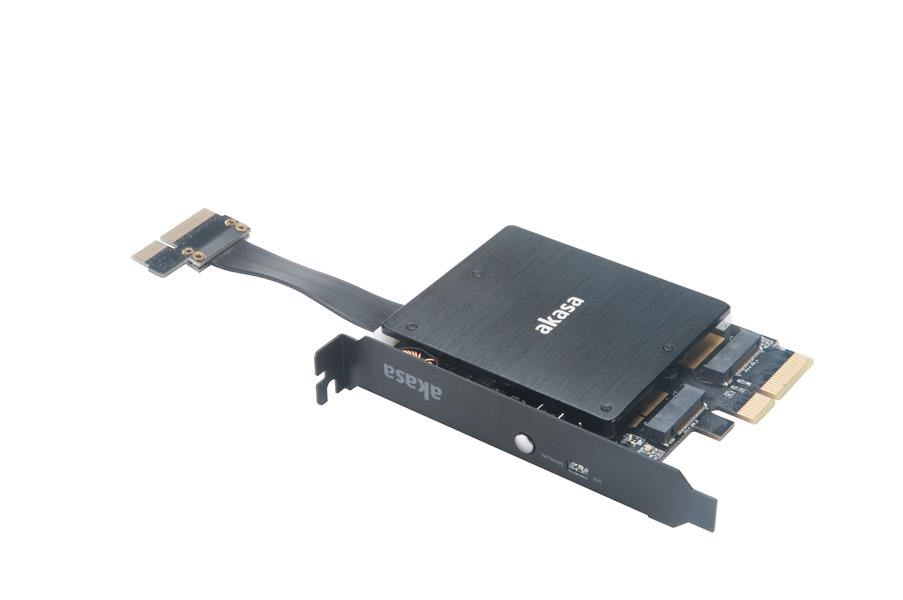Akasa Dual M 2 PCIe SSD adapter with RGB LED light and heatsink