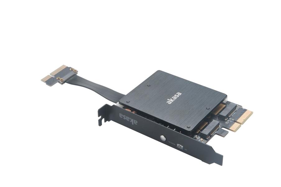 Akasa Dual M 2 PCIe SSD adapter with RGB LED light and heatsink