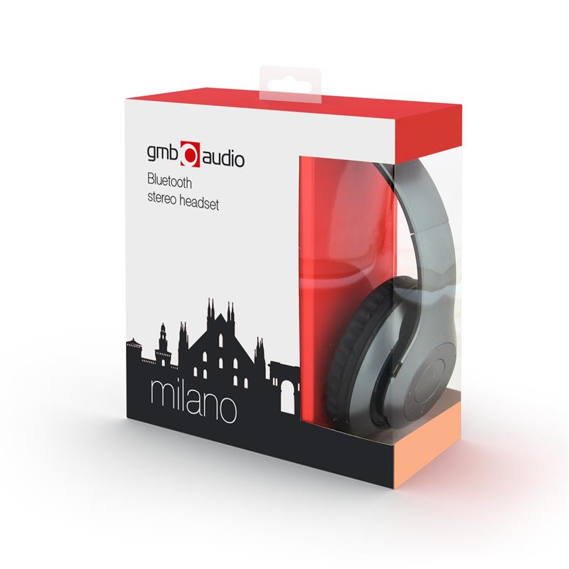 Gembird Stereo Bluetooth headset -Milano- Black geintegreerde microfoon 500 uur standby 6 uur gebruik kan ook bedraad gebruikt worden