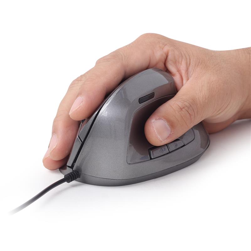Gembird Draadloze Ergonomische muis rechtshandig instelbaar 800 1200 1600 DPI optisch 6-knops met USB Nano ontvanger 95 x 65 x 36 mm - Space Grey