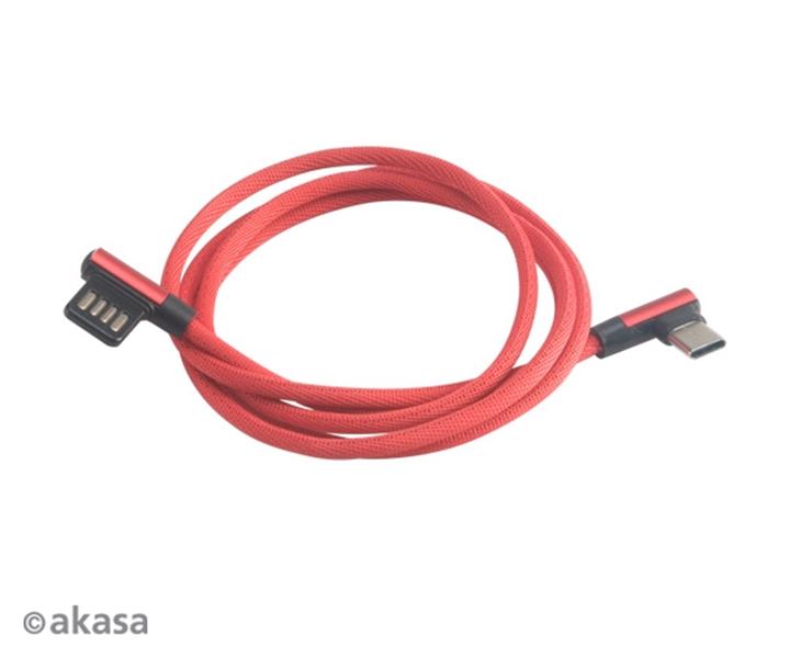 Akasa Right angle USB 2 0 Cable Dual Reversible Charge Sync USB A - USB C 1m *USBAM *USBCM