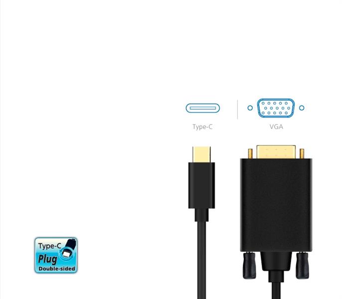 Akasa Type C to VGA M Cable Adapter 1920x1080@60Hz 1 8 meters *USBCM *VGAM