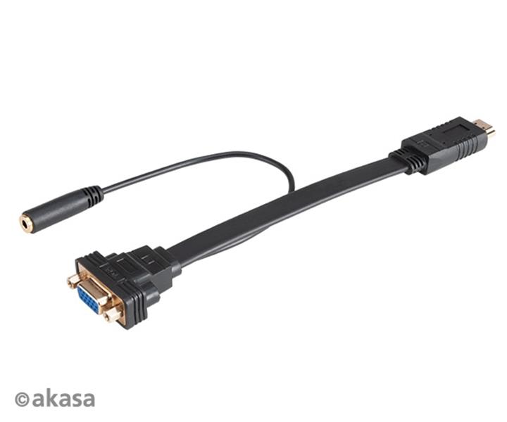 Akasa HDMI to VGA Female with Audio Cable 20cm *HDMIM *VGAF *3 5MMF