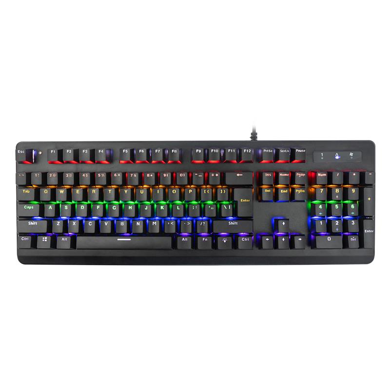 VARR Fighter 2 Gaming RGB Black mechanical multimedia keybaord met Xinda Blue Switch - 26 keys anti-ghosting - 12 lighting modes 