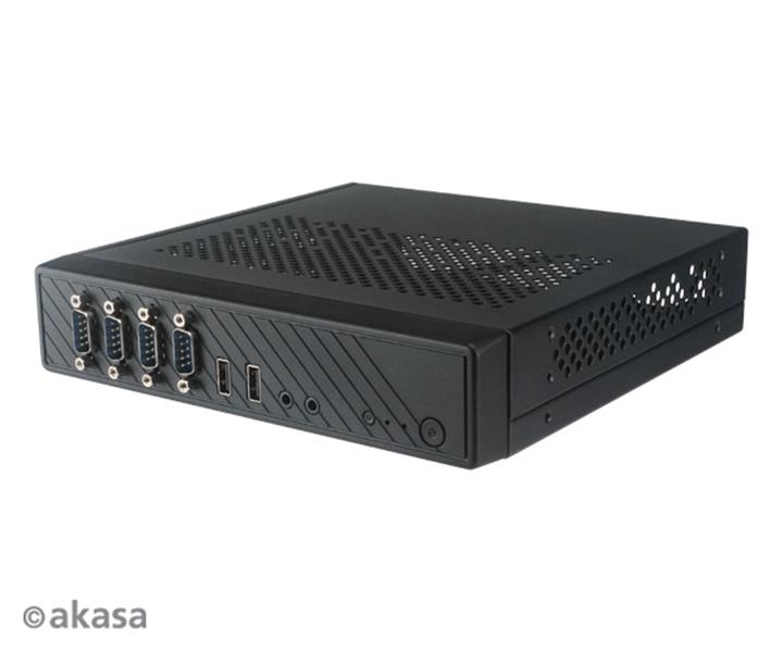 Akasa Cypher SPX Sub 2L Thin Mini ITX Chassis with 4 COM port openings 2 x USB 2 0 ports VESA mountable