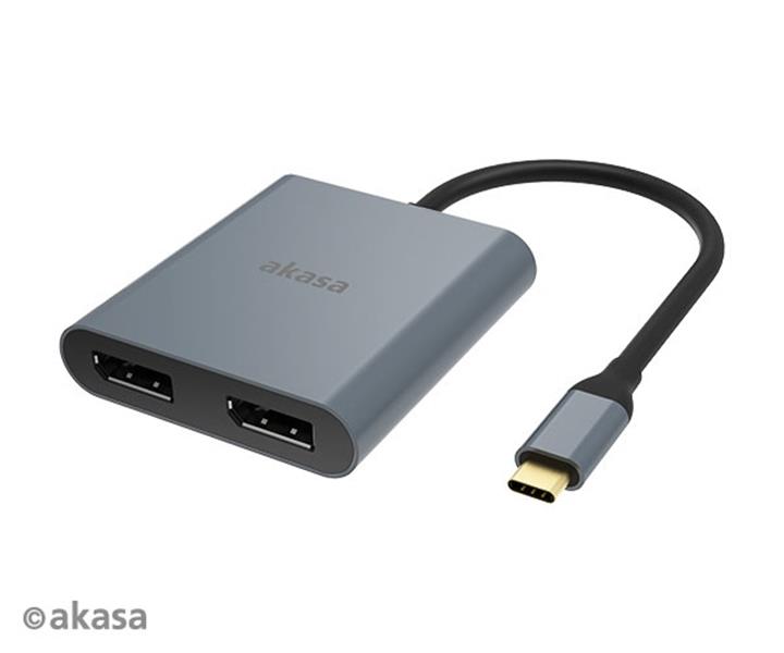 Akasa USB Type-C to Dual DisplayPort MST Adapter 4K DP1 2 or higher *USBCM *DPF