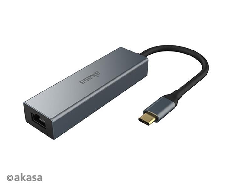 Akasa USB Type-C 4-In-1 Hub with Ethernet 1 x rj45 3 x USB-A USB3 *USBCM *RJ45F *USBAF