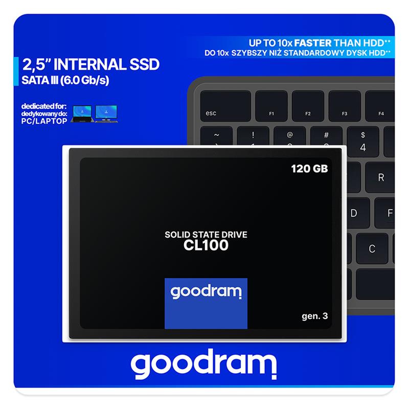 GOODRAM CL100 gen 3 SSD 2 5 120GB SATA III 3D TLC Retail 500 360 MB s