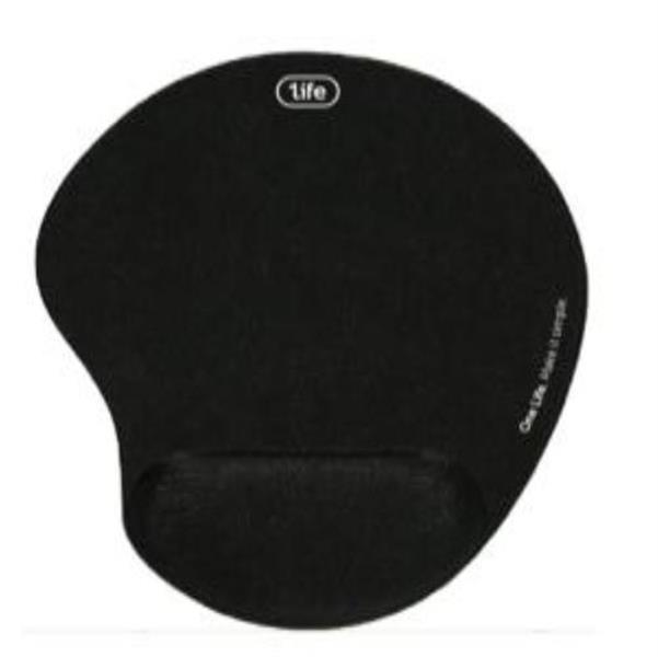 Epsilon muismat met polssteun 230x205 mm 23mm dik glanzend stoffen bekleding op anti-slip materiaal - gel gevuld per 100 stuks - bedrukt met logo naar