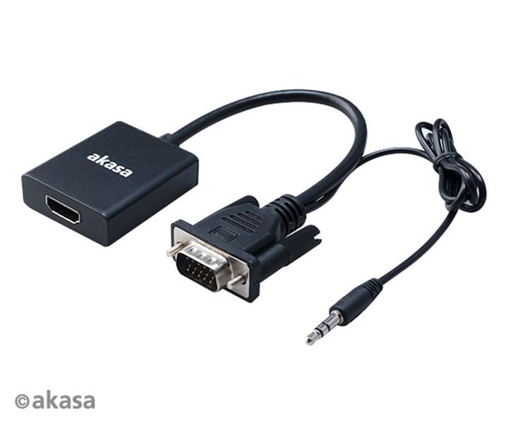 Akasa VGA to HDMI with Audio USB Cable for power 1080p@60Hz 20cm *VGAM *HDMIF *3 5MMM *USB