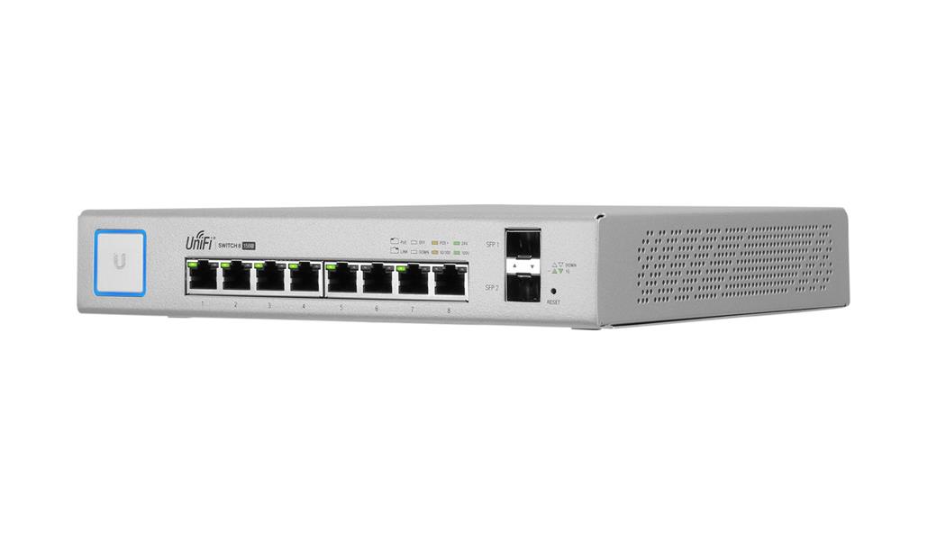 Ubiquiti Switch UniFi 8xRJ45 GBit/2xSFP Managed PoE+ (150W) Fanless