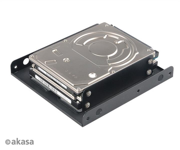 Akasa Dual 2 5 SDD HDD mounting module for 3 5 bay with SATA cables