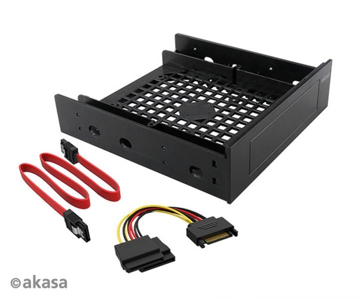 Akasa 5 25 Front Bay Adapter for a 3 5 device HDD 2 5 HDD SSD with SATA cables