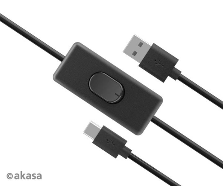 Akasa USB 2 0 Type-A to Type-C Powering Cable with Switch 1 5M for Raspberry Pi 4 *USBAM *USBCM