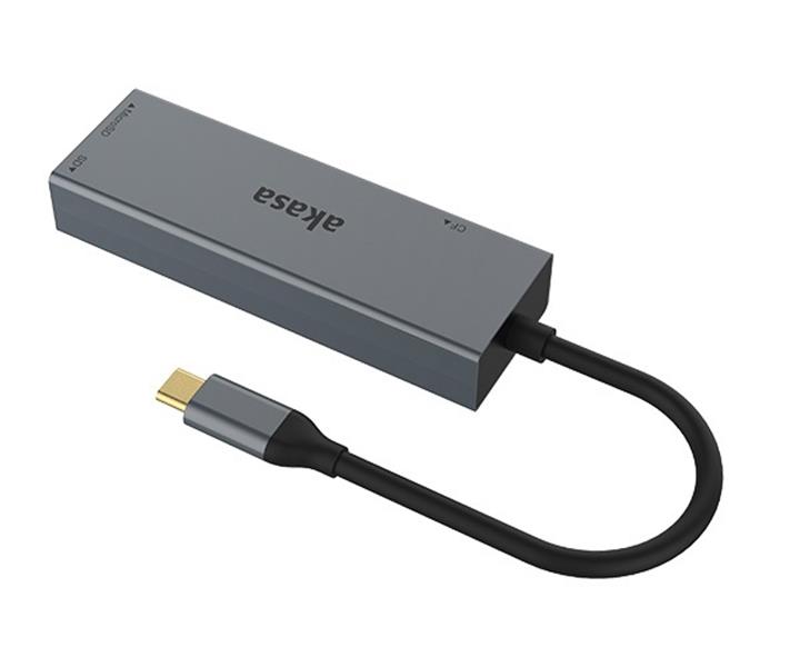 Akasa USB 3 2 Type-C 3-in-1 Card Reader CF SD microSD