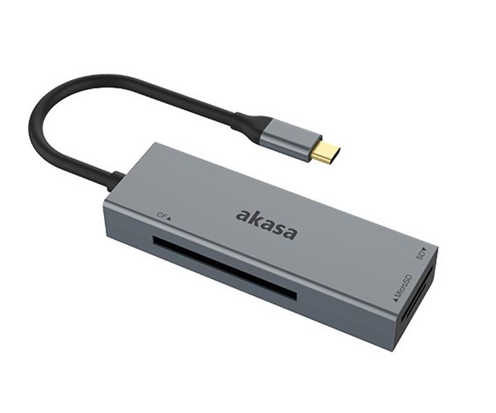 Akasa USB 3 2 Type-C 3-in-1 Card Reader CF SD microSD