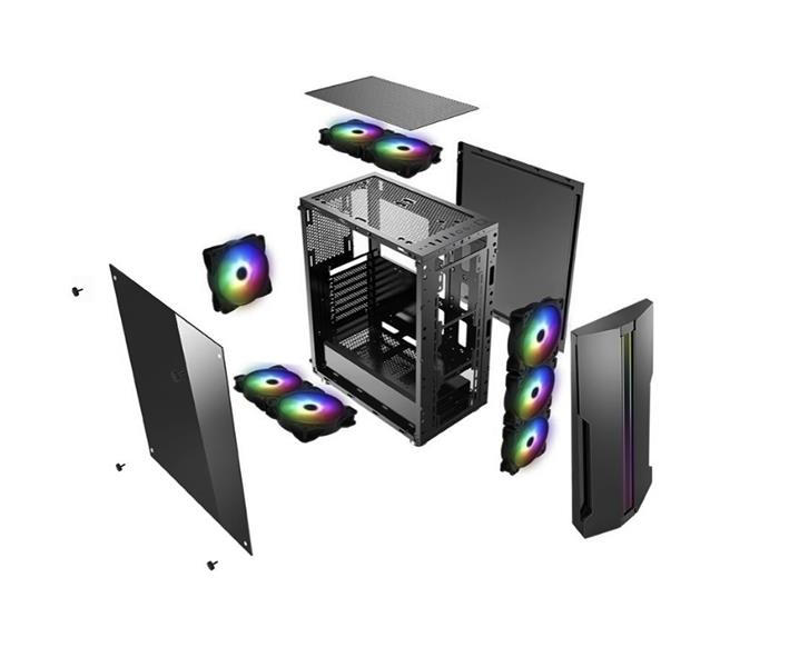 Xilence Xilent Blade Performance C X5 Mid Tower ATX case ARGB stripes with tempered glass side