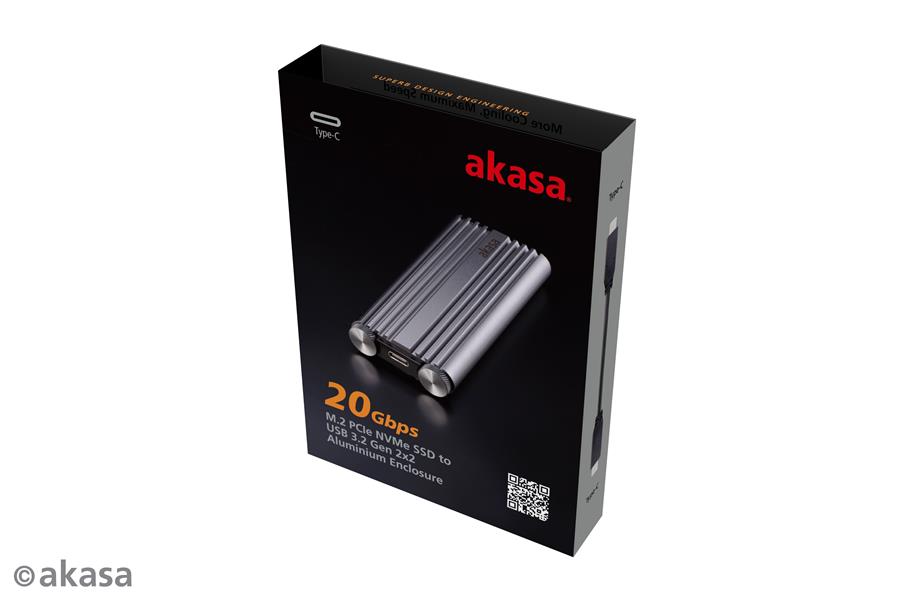 Akasa 20Gbps M 2 PCIe NVMe SSD to USB 3 2 Gen 2x2 Aluminium Enclosure