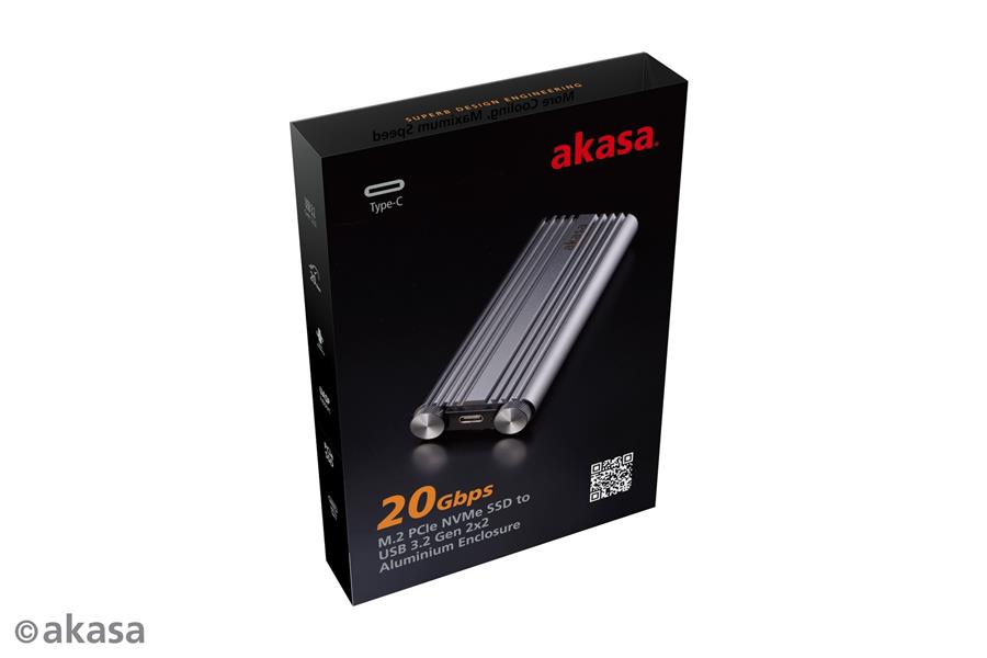 Akasa 20Gbps M 2 PCIe NVMe SSD to USB 3 2 Gen 2x2 Aluminium Enclosure