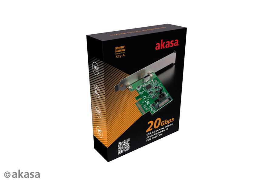 Akasa 20Gbps USB 3 2 Gen 2x2 Internal 20-pin Connector to PCIe Host Card