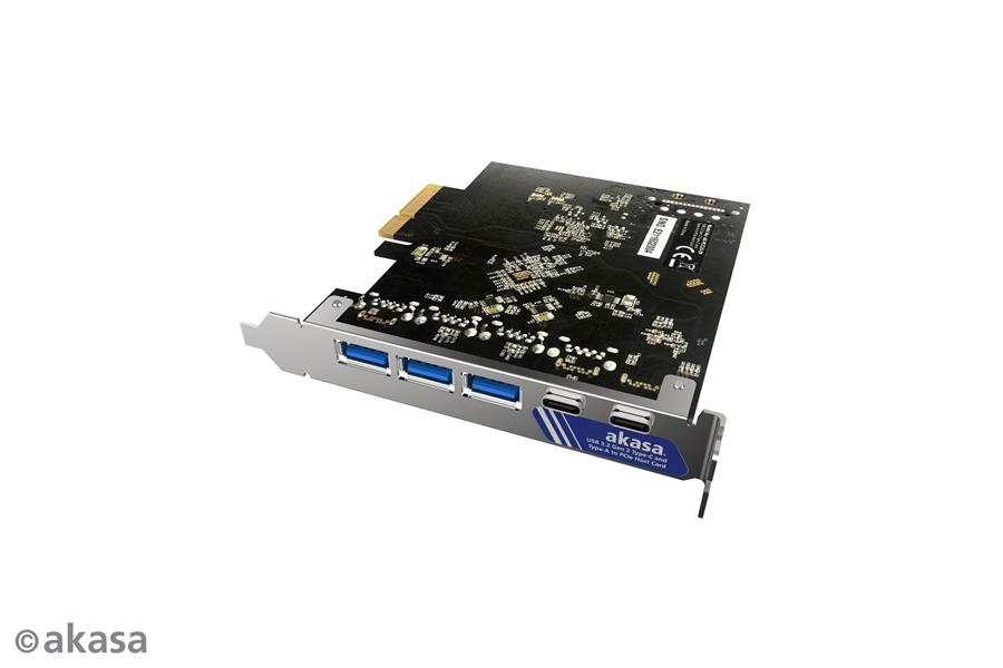 Akasa 10Gbps USB 3 2 Gen 2 Type-C and Type-A to PCIe Host Card 3 x A 2 x C 