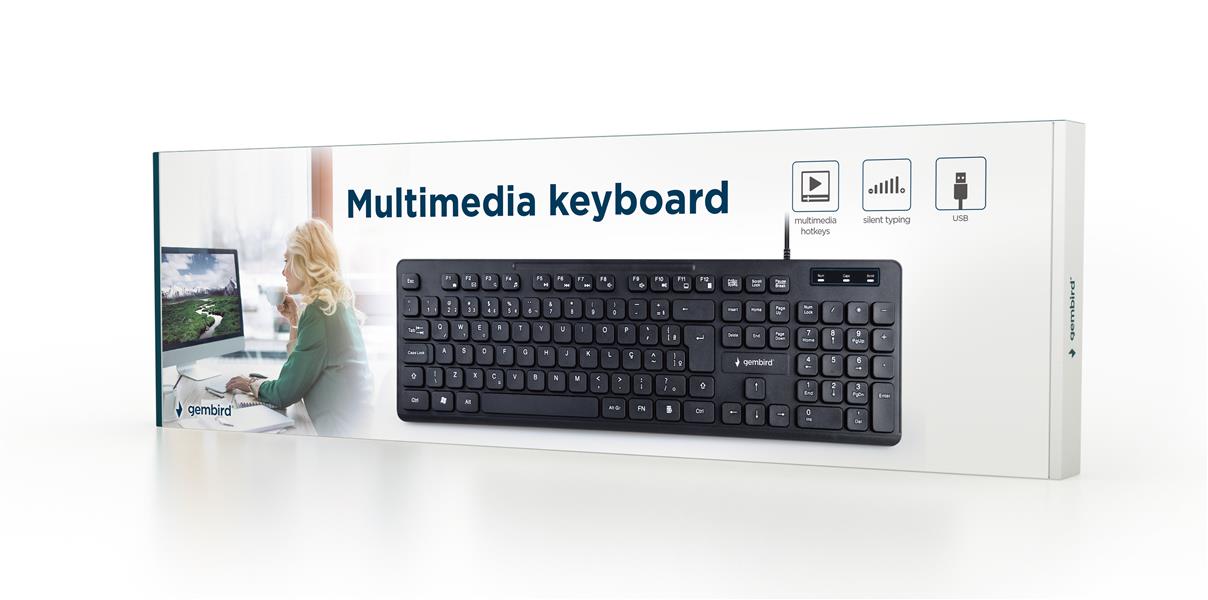 Multimedia toetsenbord zwart USB US Layout