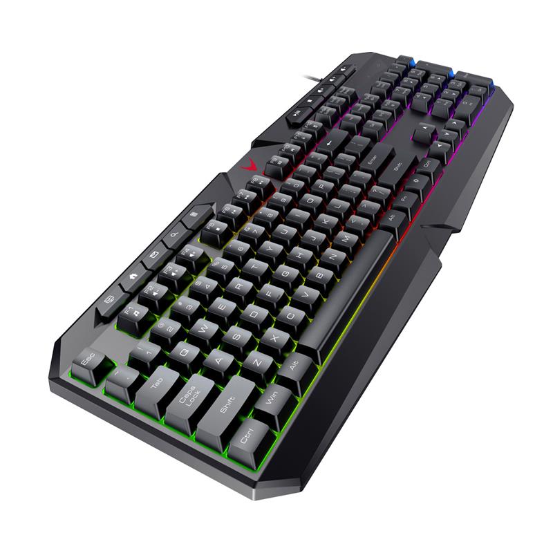 VARR 4-in-1 RGB Gaming Set USB keyboard met 19 anti-ghosting keys USB 1000-6400 dpi mouse 25 x 21 cm mousepad en 3 5 mm USB headset - RGB RAINBOW