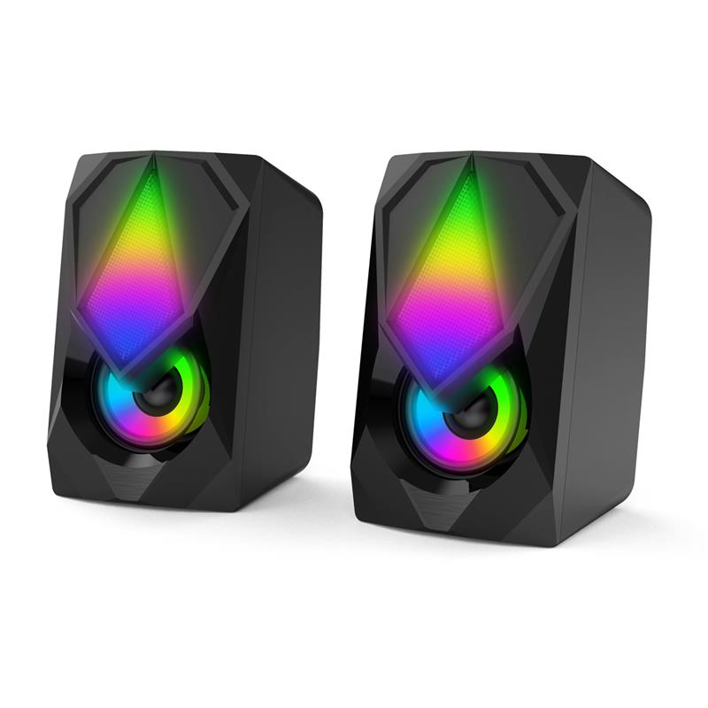 VARR Gaming Speaker 2x 3W USB Color LED L*D*H 72*82*120mm per speaker 200HZ-18KHZ