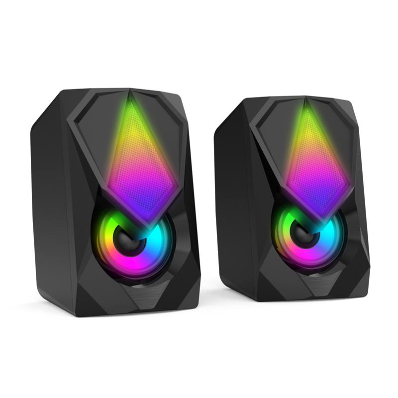 VARR Gaming Speaker 2x 3W USB Color LED L*D*H 72*82*120mm per speaker 200HZ-18KHZ