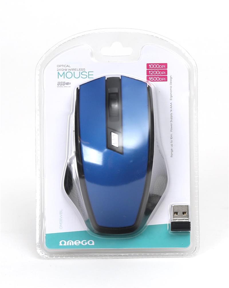Omega OM-08WB wireless mouse 2 4 GHz 1000 1200 1600dpi - blue