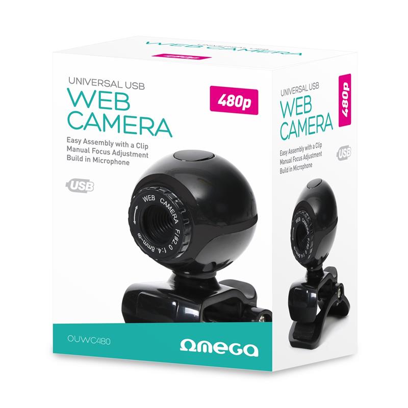 OMEGA Webcam 480p Microfoon - zwart