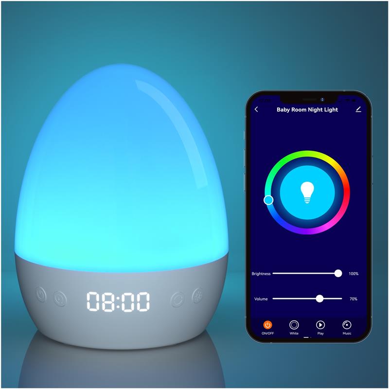Gosund baby nachtlampje 5V 2A USB inc voeding en kabel touch bediening: kleuren en lichtsterkte met klokje en muziek - Tuya Platform Alexa and Google 