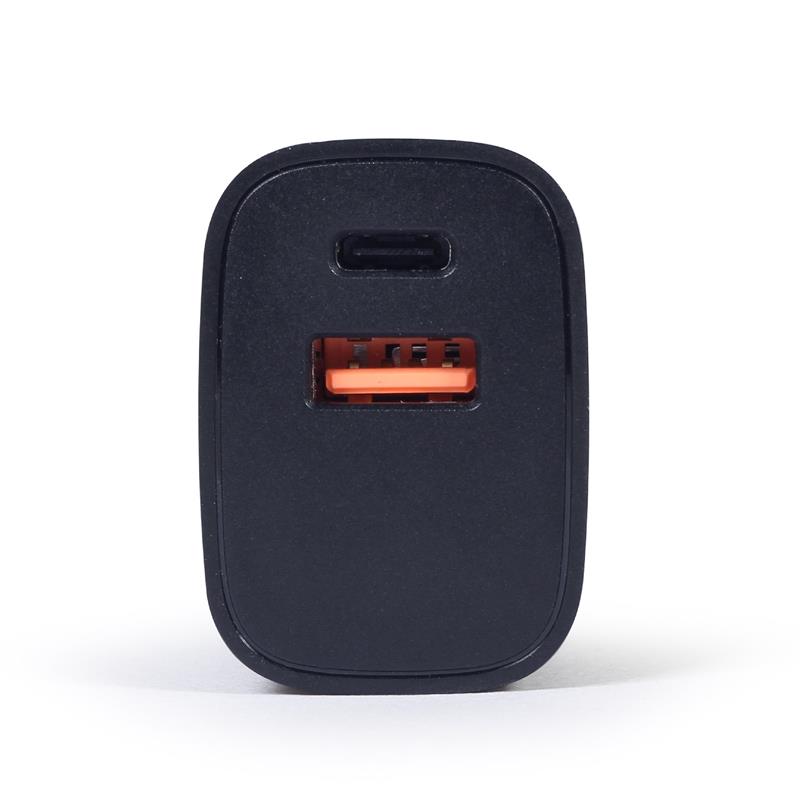 Gembird USB Type-C snellader 18 W zwart 2 port: Type-C port supports 18 W PD Type-A port supports 18 W QC 3 0