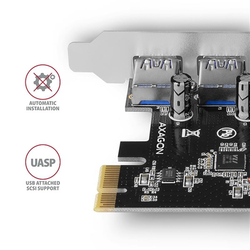 AXAGON PCIe Adapter 4x USB3 0 UASP VIA *PCIEM *USBAF