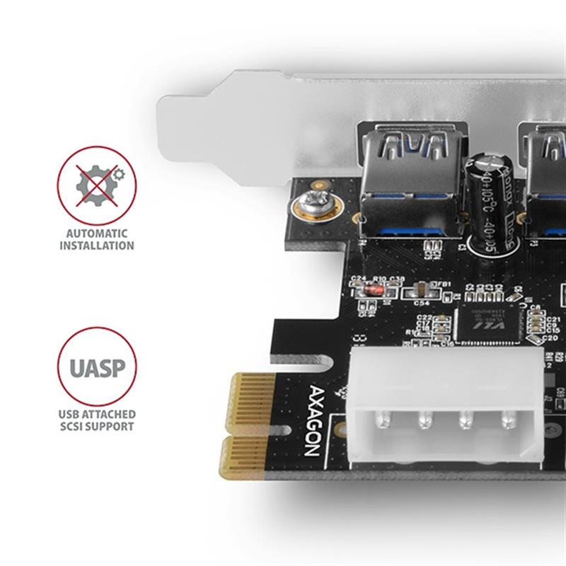 AXAGON PCIe Adapter 2 2x USB3 0 UASP VIA LP *PCIEM *USBAF