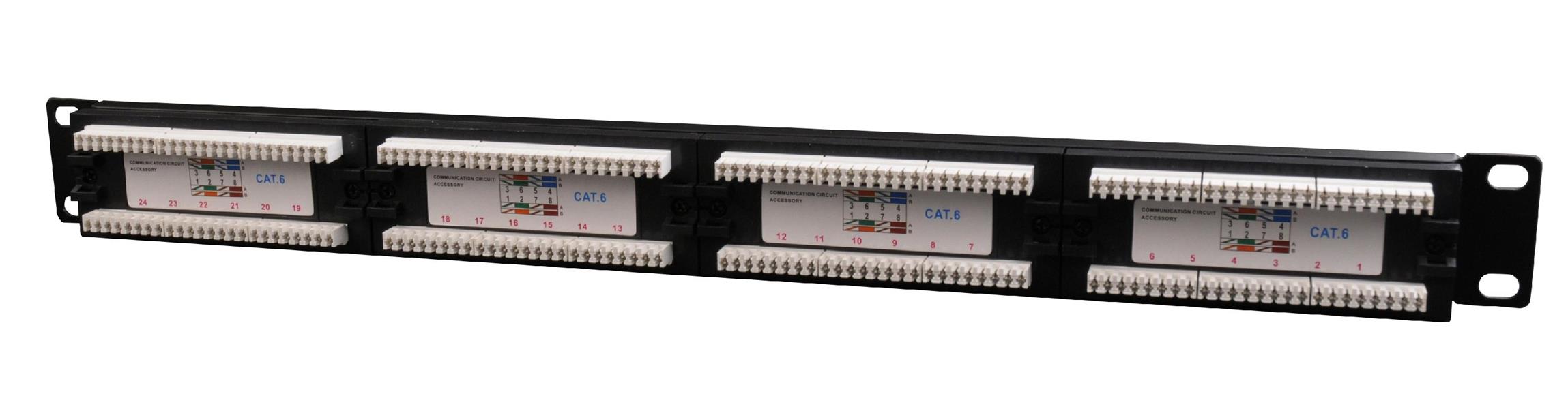 Cat6 24-poorts patchpanel met kabelorganizer