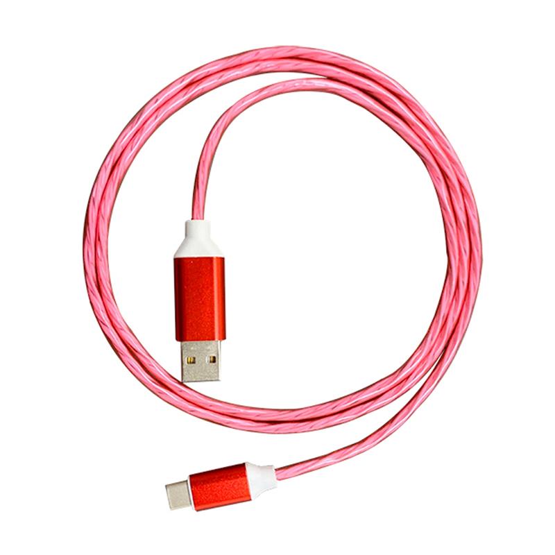 Platinet USB USB A - USB Type-C charging cable with LED color light effect RED - 2A 1m *USBAM *USBCM