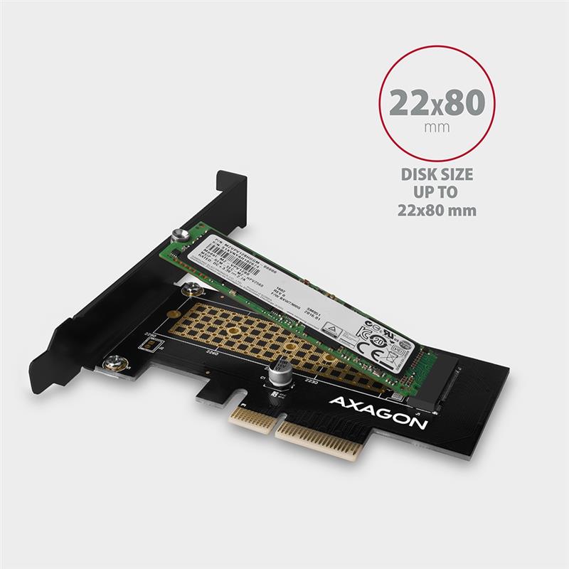 AXAGON PCE-E 3 0 8x - dual M 2 NVMe M-key slot adapter w dataswitch SP LP up to 110mm SSD