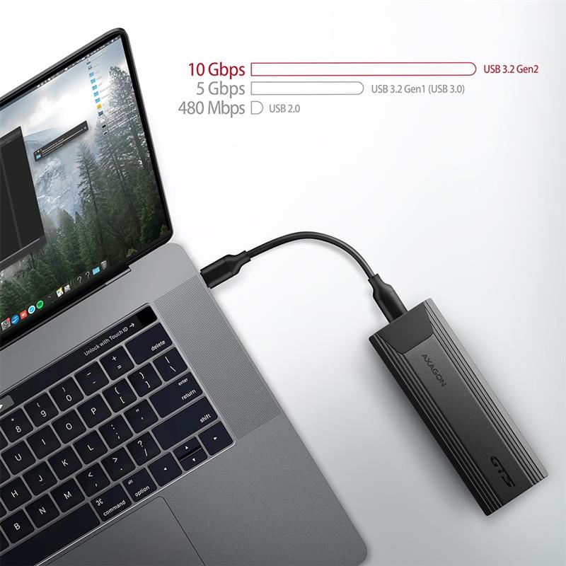 AXAGON USB-C 3 2 Gen 2 - M 2 NVMe SSD THIN SCREWLESS box