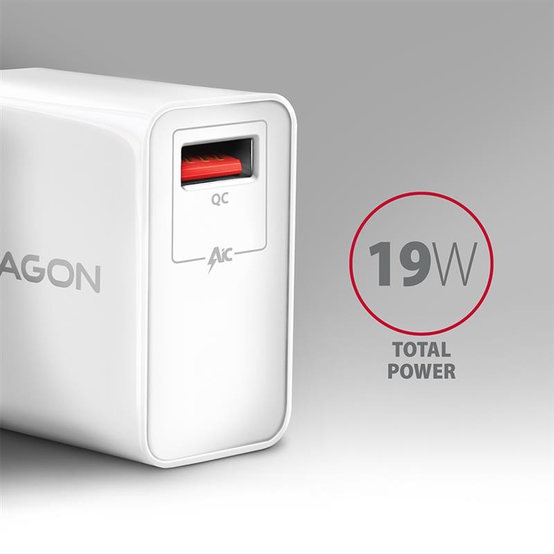 AXAGON wall charger 1x QC3 0 AFC FCP SMART 19W white