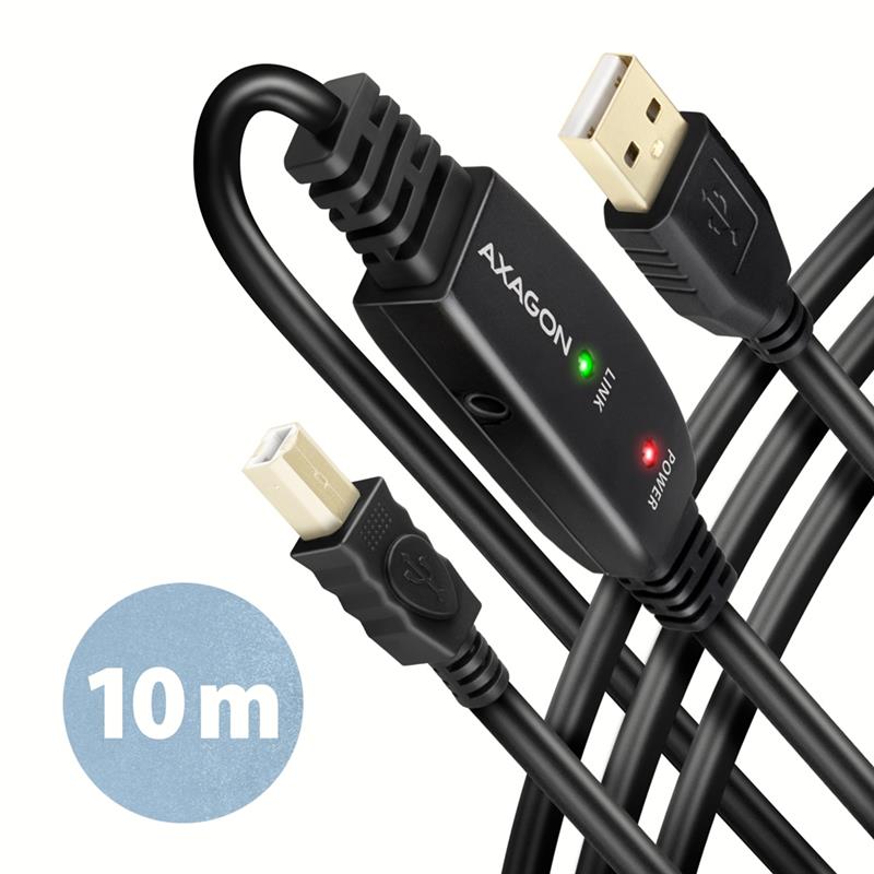 AXAGON USB 2 0 A-M -> B-M active connecting repeater cable 10m